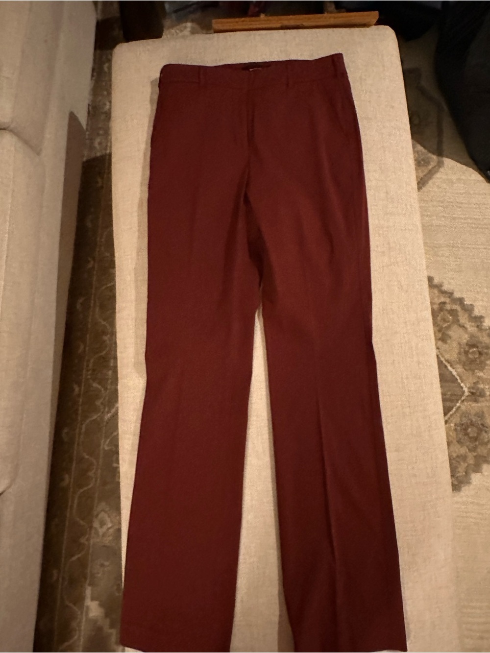 White House Black Market Women's Burgundy Straight-Leg Pants 6Tall